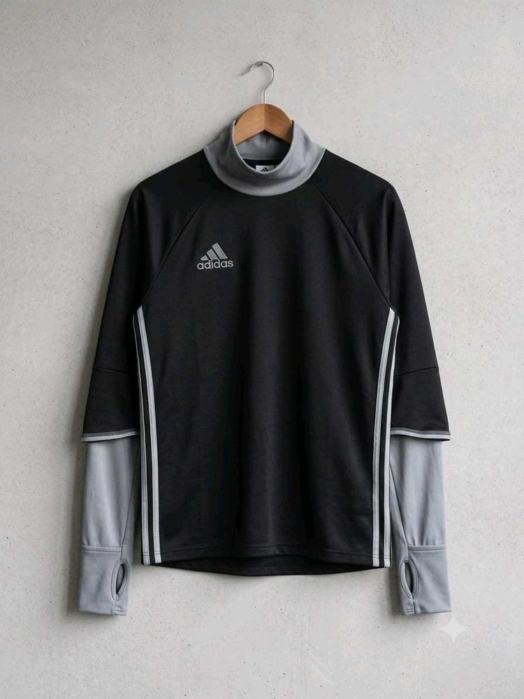 Adidas Black &amp; Grey Mock Neck Top