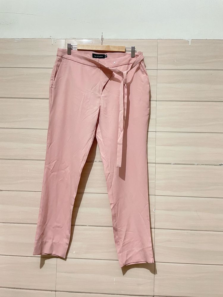 WARDROBE Chic Pink Tie-Waist Trousers