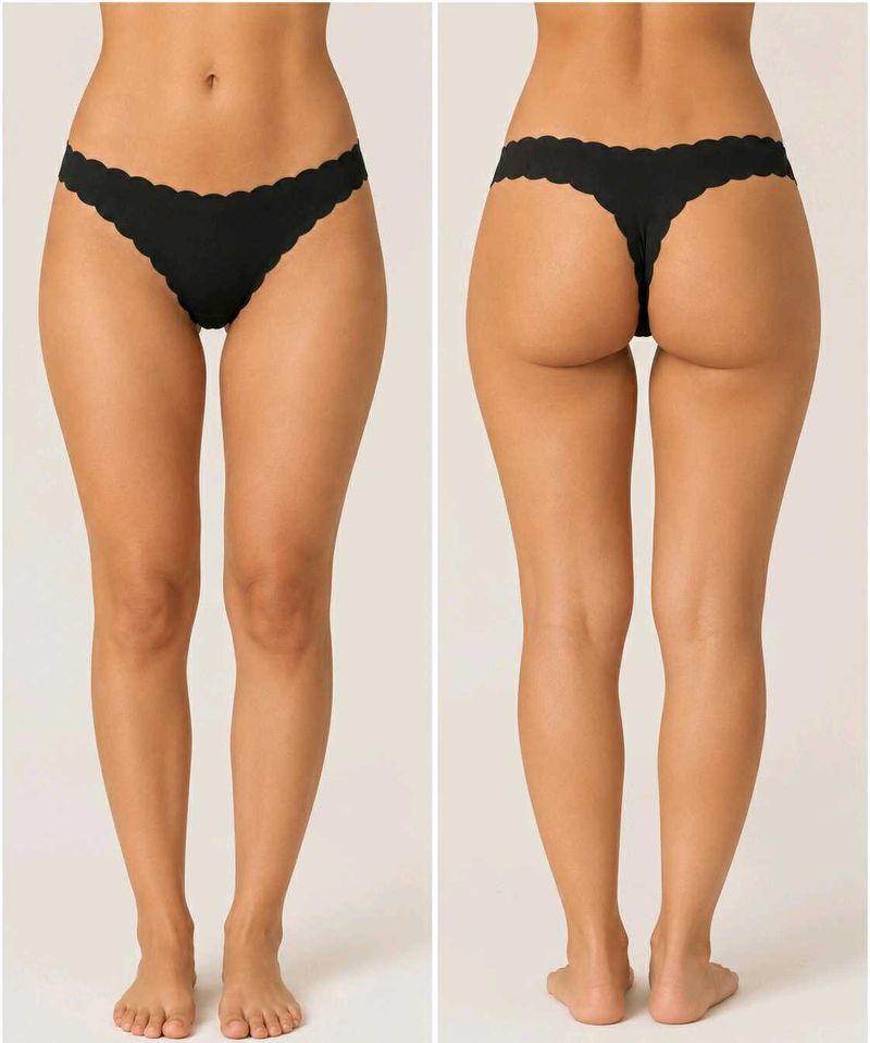 Black Seamless Thong