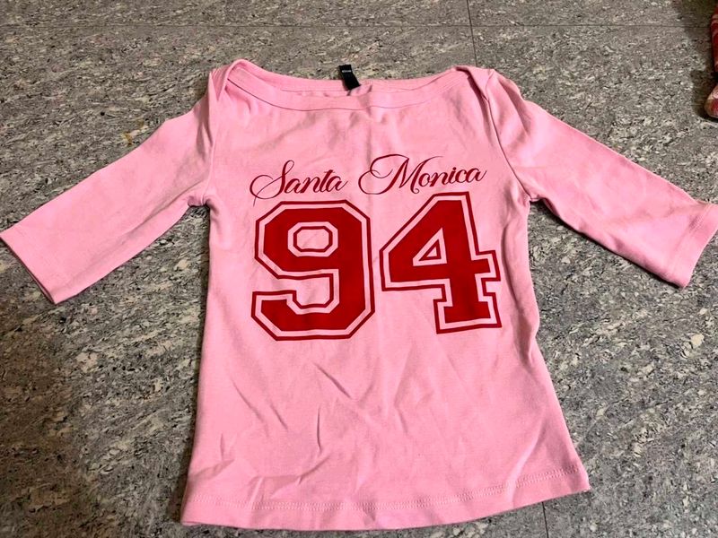 Pink Long Sleeve "Santa Monica 94" Top