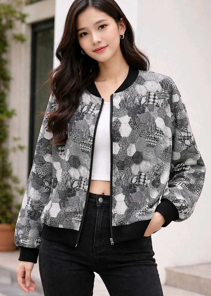 Geometric Print Jacket for light weight fo