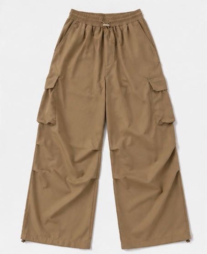 Khaki Cargo Parachute Pants