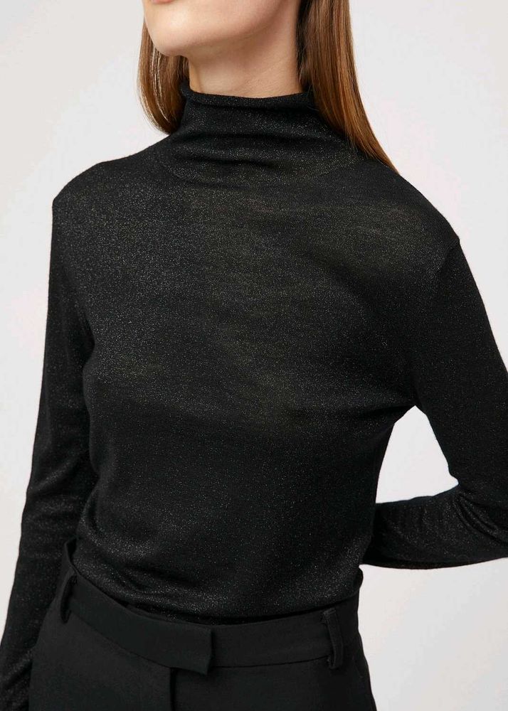 Sparkly Black Turtleneck Top