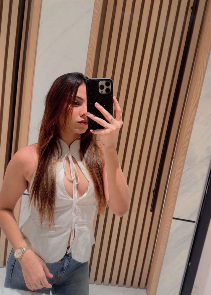 Elegant Cream Halter Neck Top