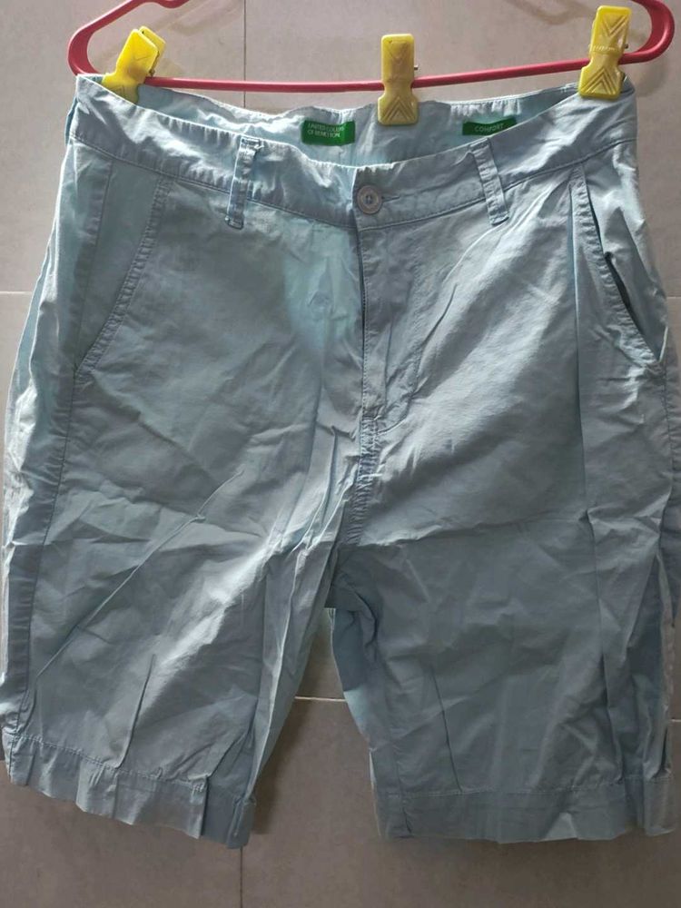 beneton Light Blue Casual Shorts