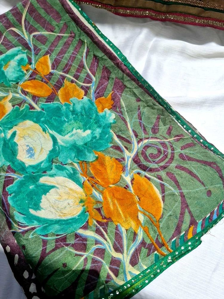 Vibrant Floral Print Saree
