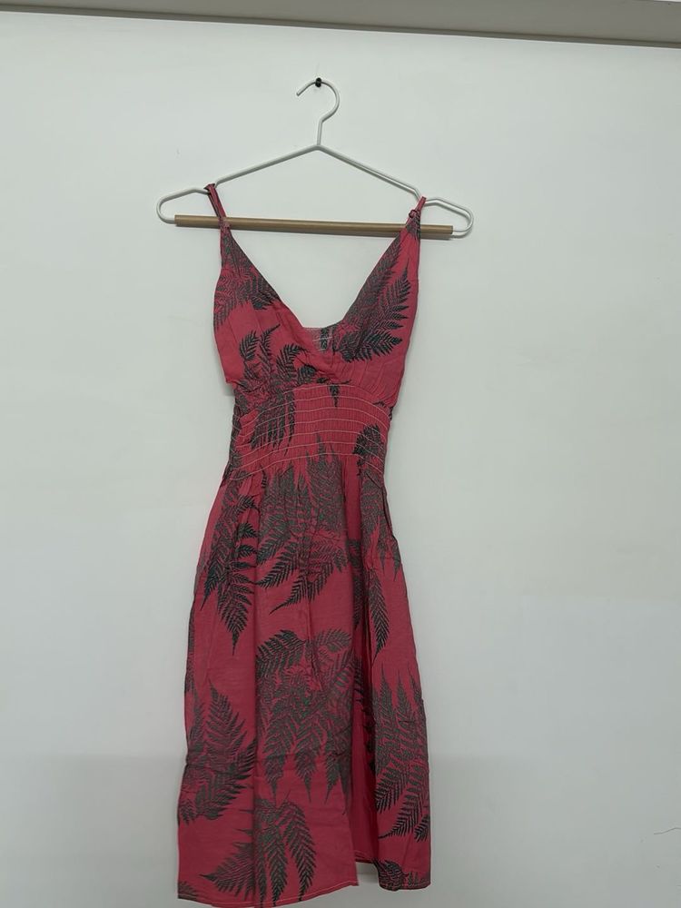 Pink Fern Print Sundress