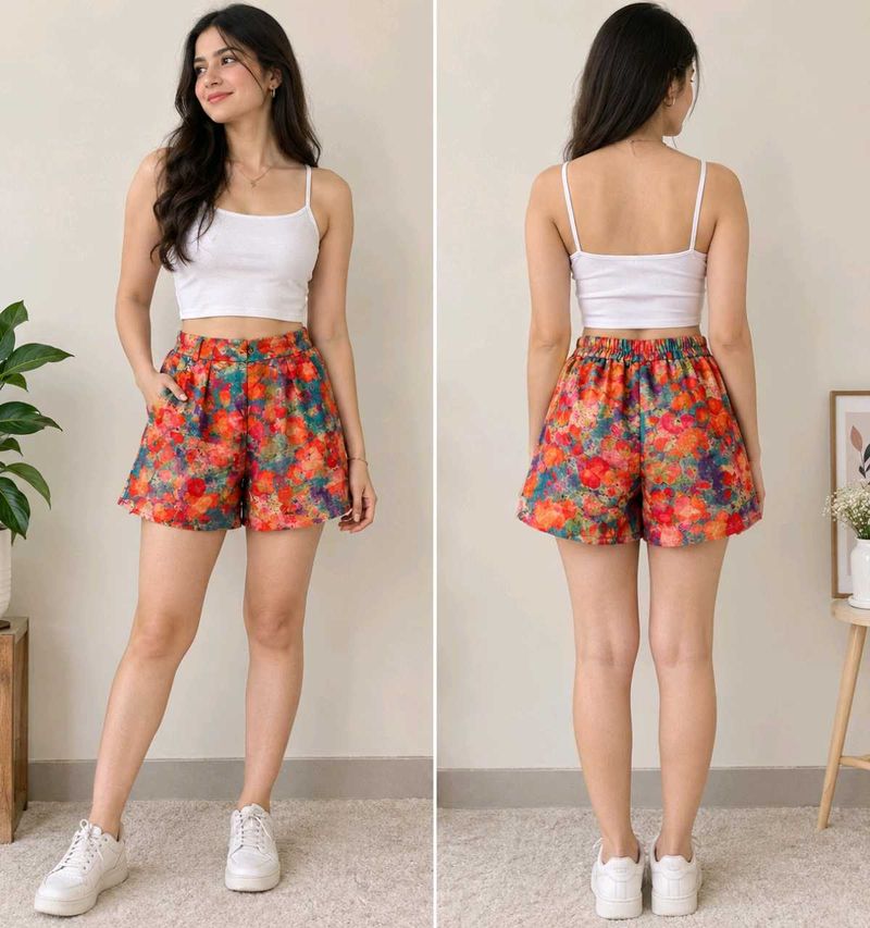 Vibrant Floral Print Shorts