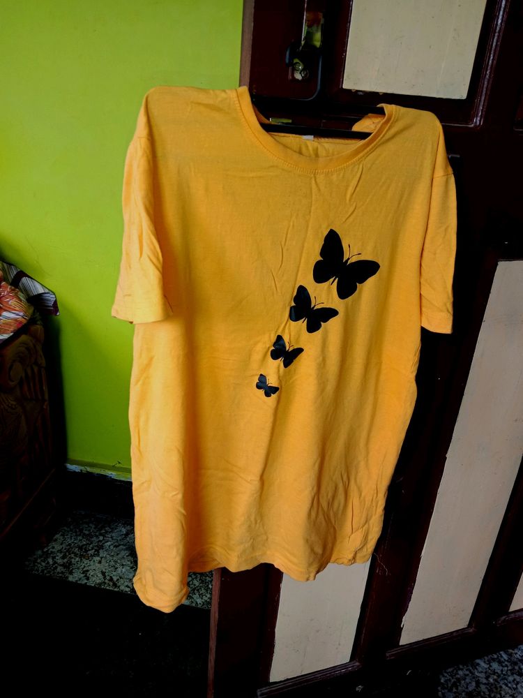 Yellow Butterfly Print Tee