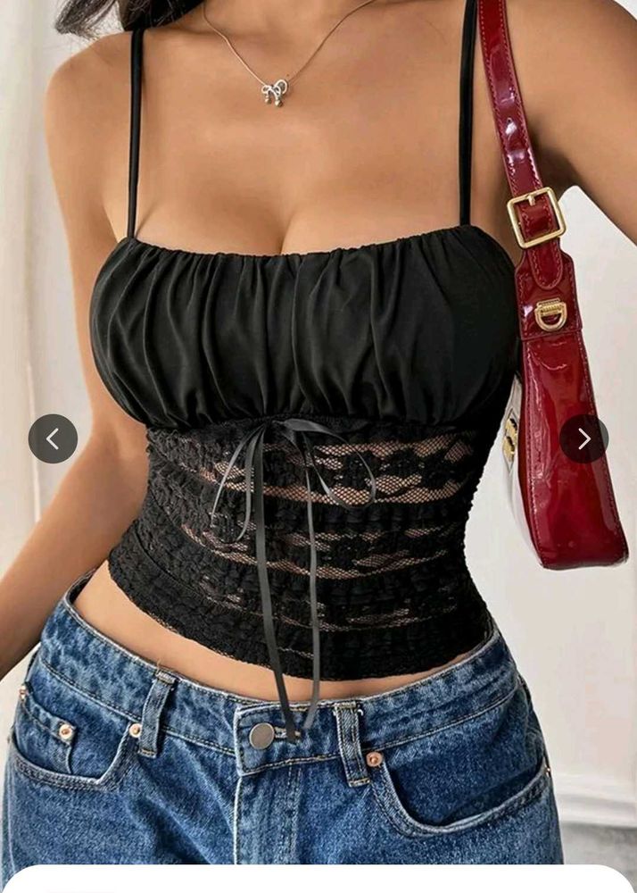Sheer Black Lace Corset Top