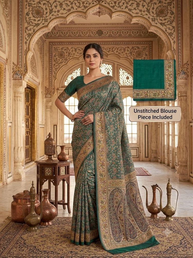 Pure Silk Banarasi Katan Saree &amp; unstitched blouse