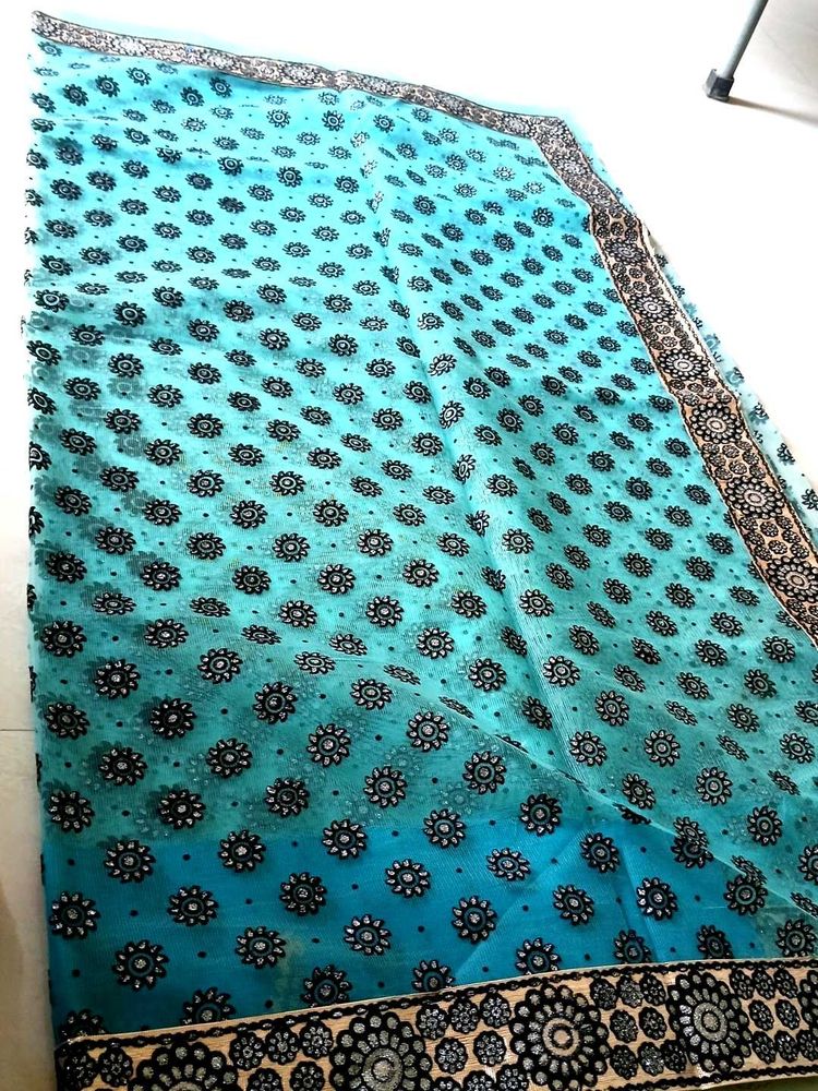 Beautiful Blue Floral Saree