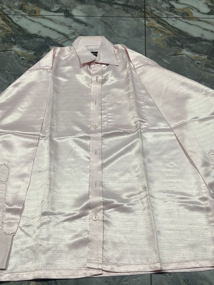 Men's Pink Silky Dress Shirt