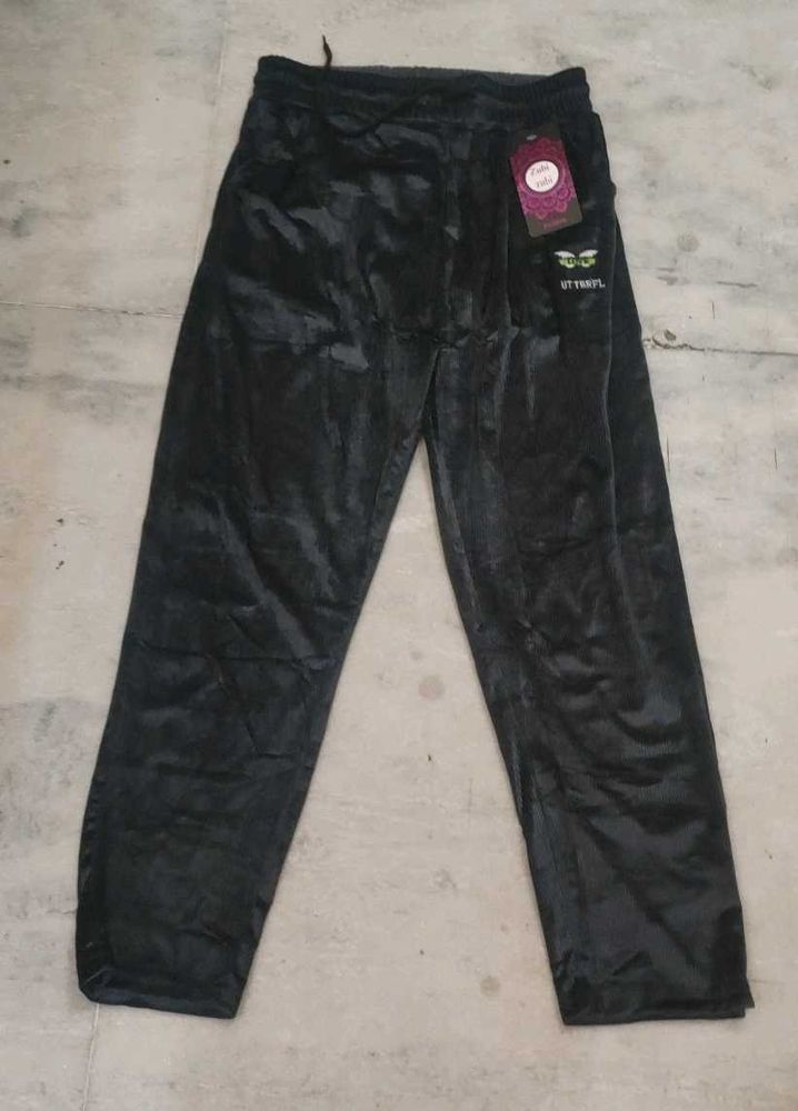 Stylish Black Velvet Track Pants