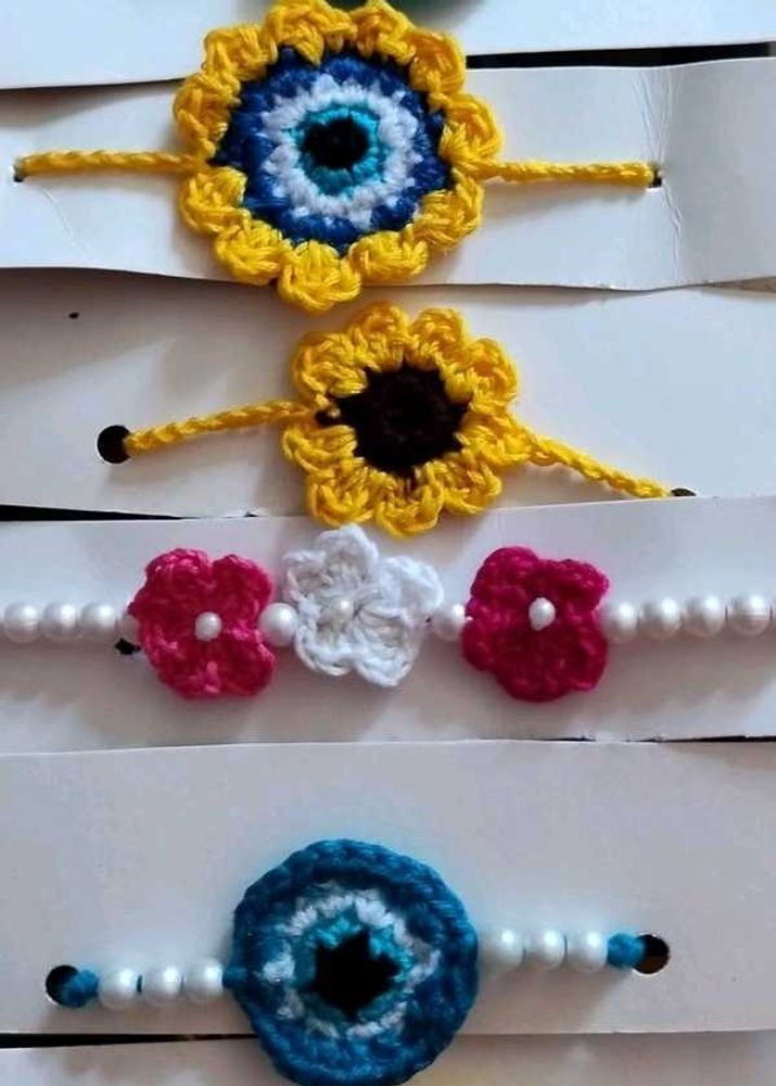 Handmade Crochet Evil Eye &amp; Floral Bracelets