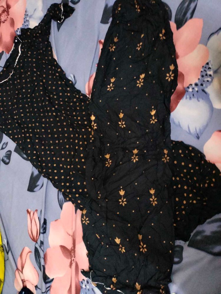 Stylish Black Kurta Set with Golden Print