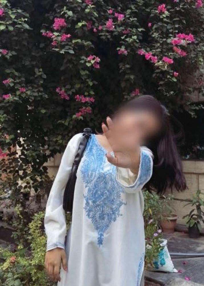 Elegant kashmiri  White Kurta with Blue Embroidery