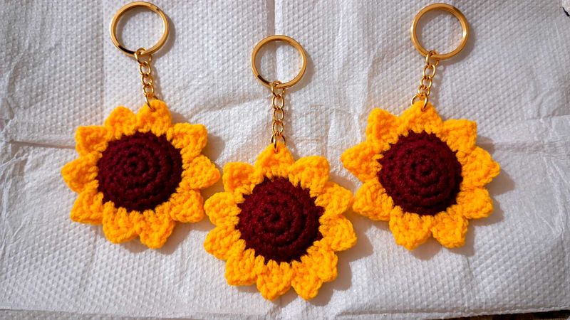Crochet Sunflower Keychain bulk order