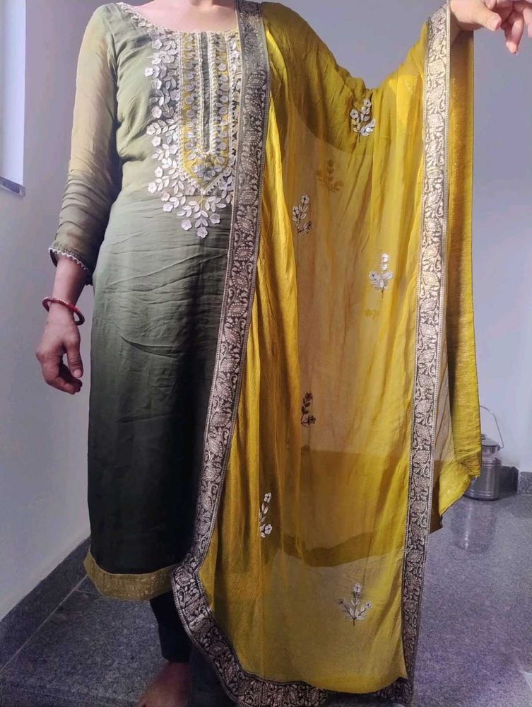 Gotta patti suit and dupatta set