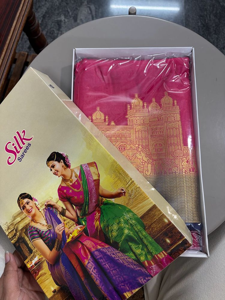 Elegant Pink Silk Saree