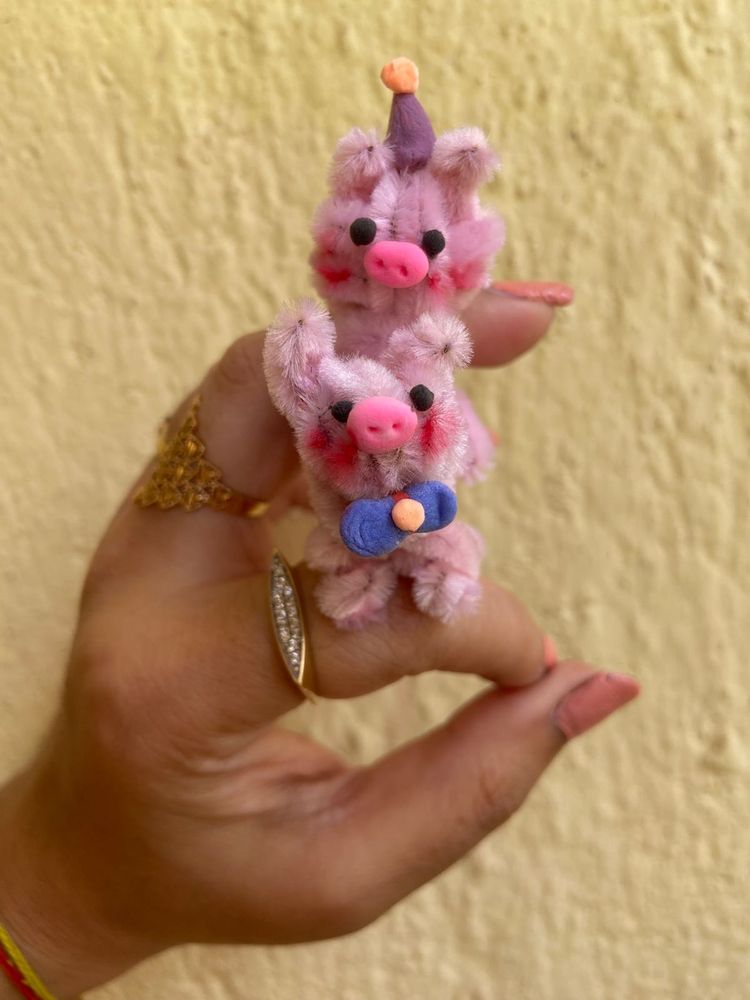 Cute Pink Piggy Craft Figures