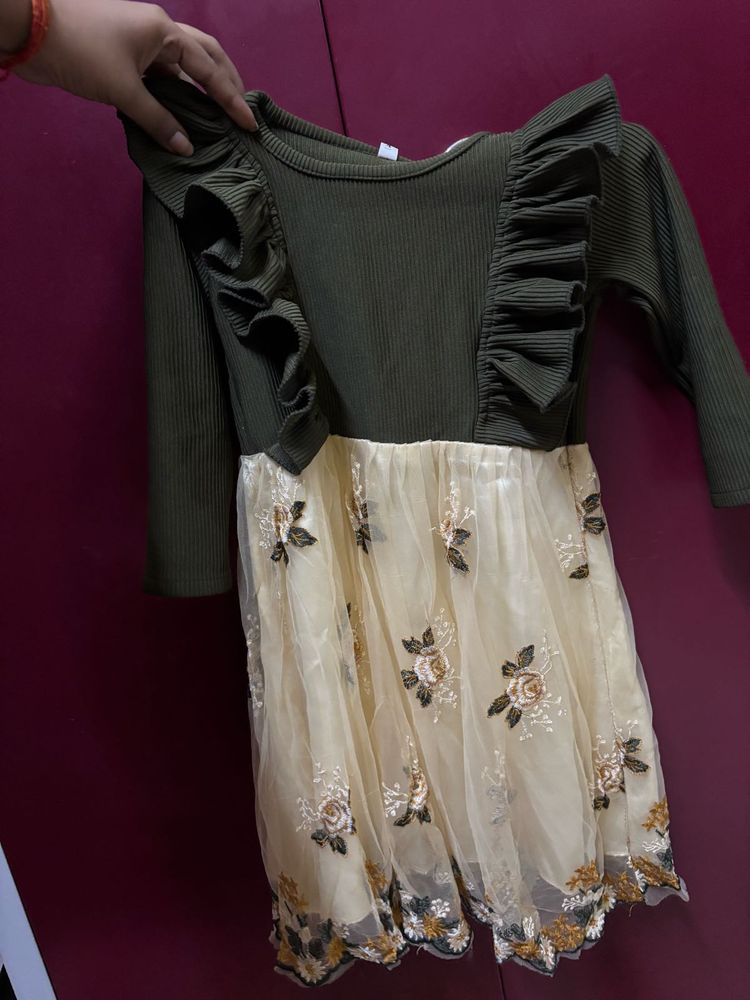 Girls Embroidered Tulle Dress