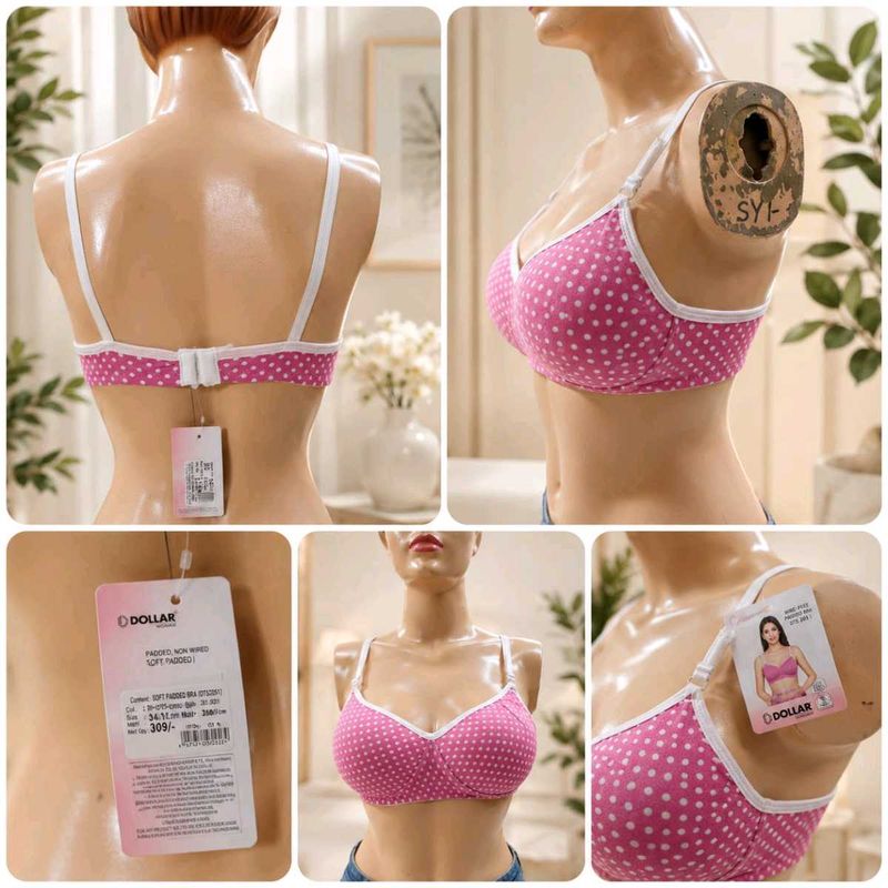 Pink Polka Dot Padded Non-Wired Bra