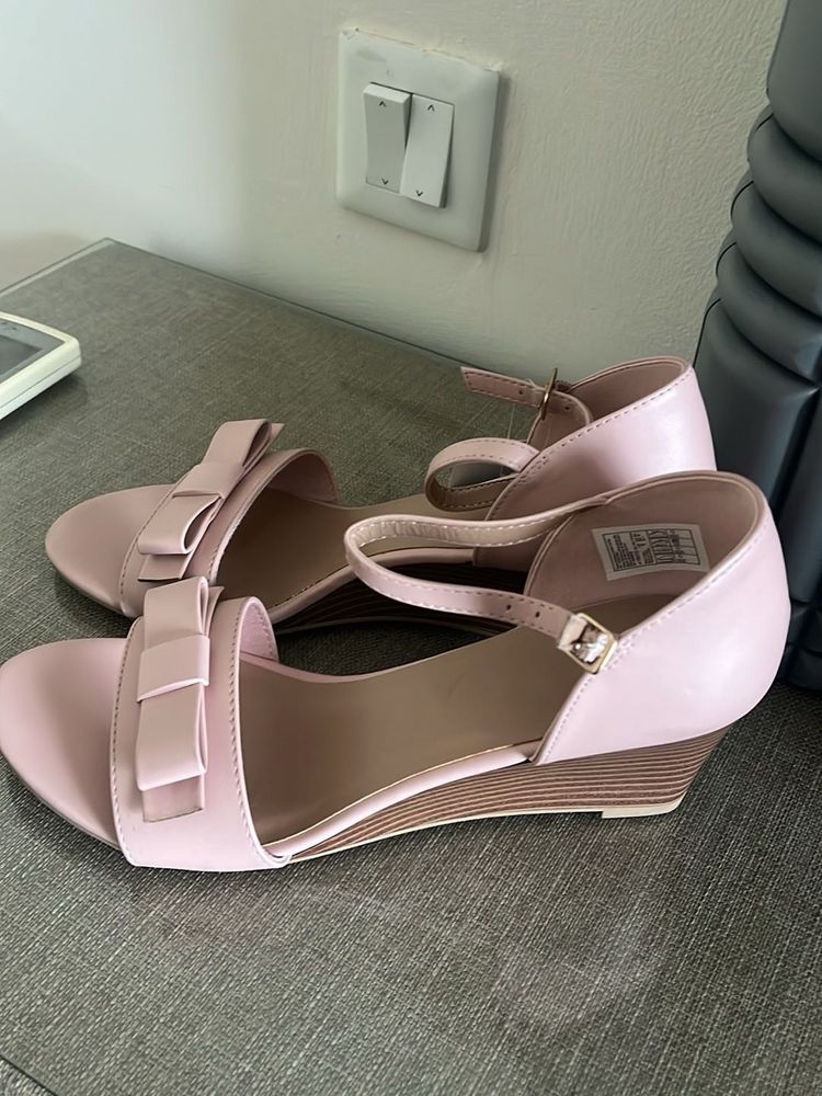 Reduced  Ankle strap Bow Wedge Sandals