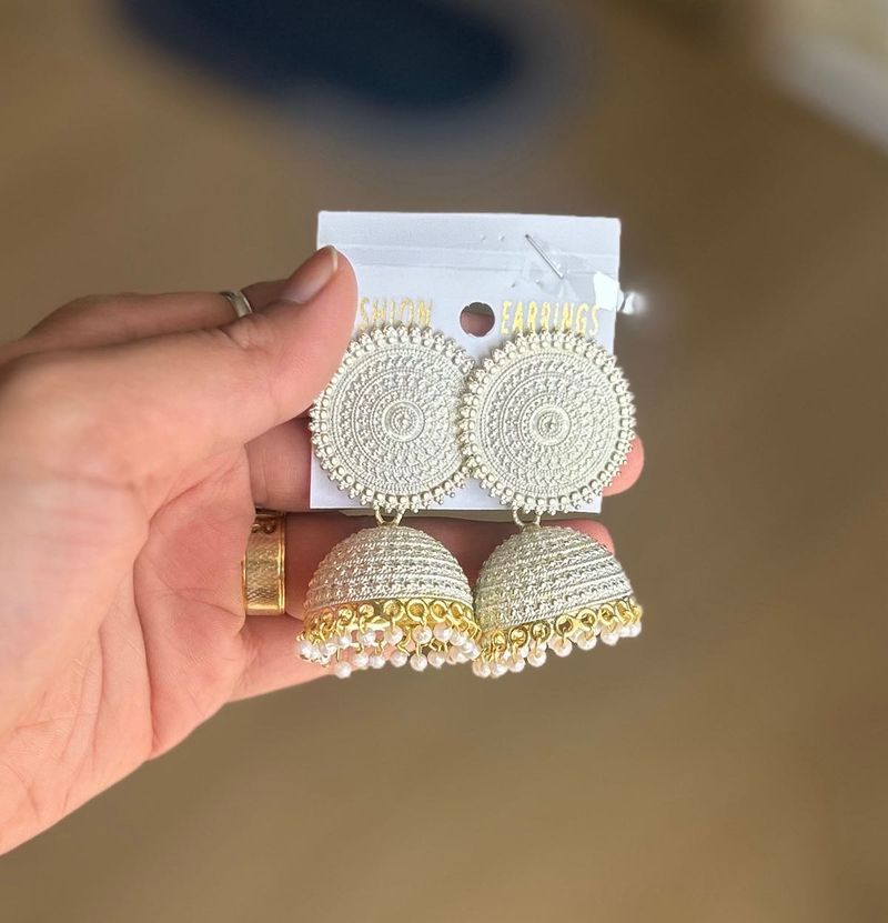 Elegant Jhumka Earrings with Pearl Drops