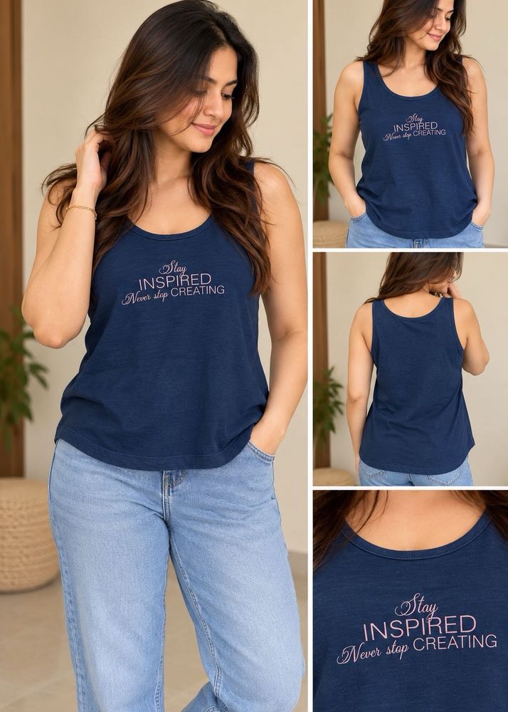 Navy Graphic Tank Top