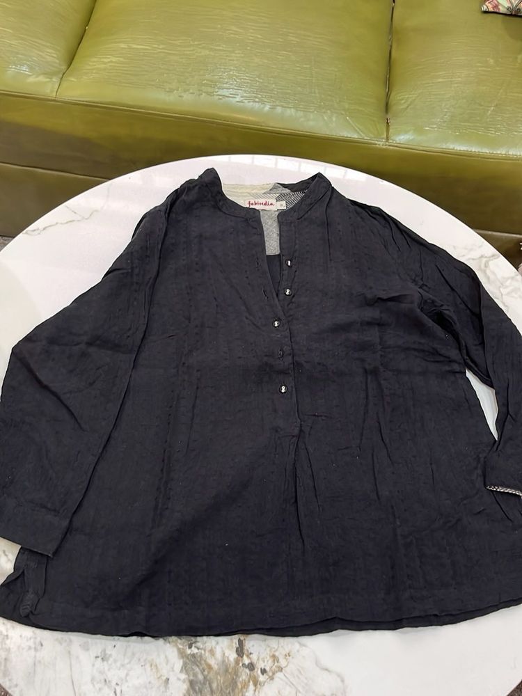 Fabindia Black Cotton Tunic Top