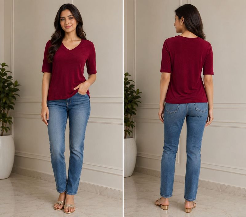 Maroon V-Neck T-Shirt