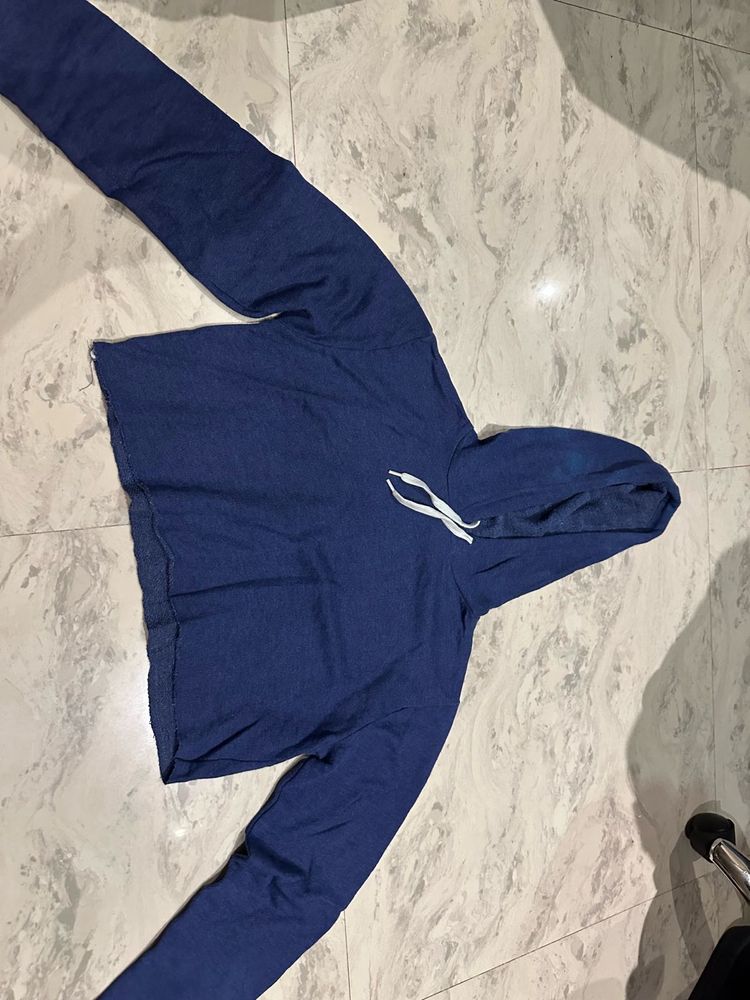 Blue Cropped Hoodie