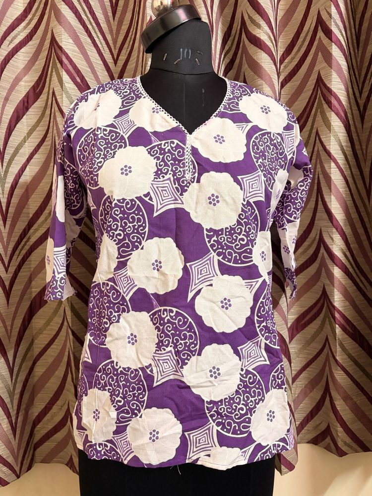 Purple Floral Print Kurta