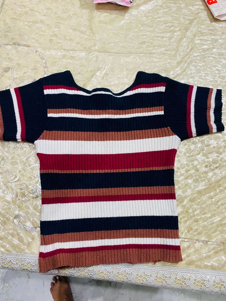 Striped Ribbed Knit Top