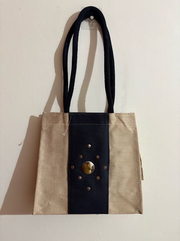 Stylish Beige &amp; Black Tote Bag