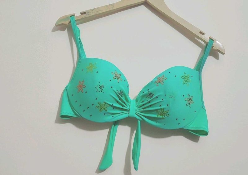 Green Bikini Top with Embellishments 38 Bust
