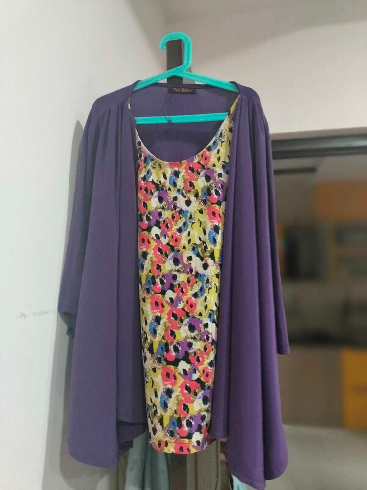 Floral Print Top w attached Cardigan