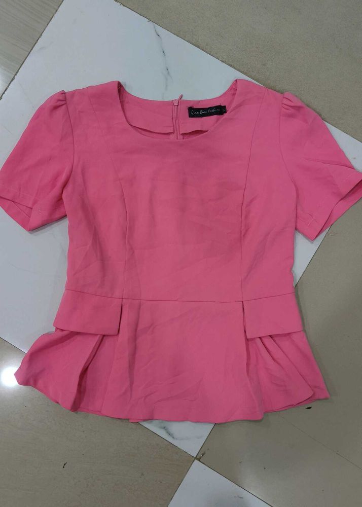Chic Pink Peplum Top