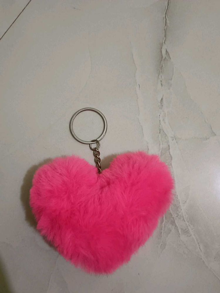 Pink heart keychain