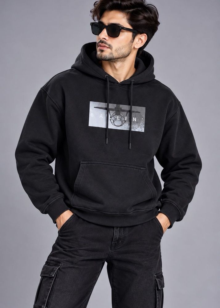 Black  Balvin Graphic Hoodie