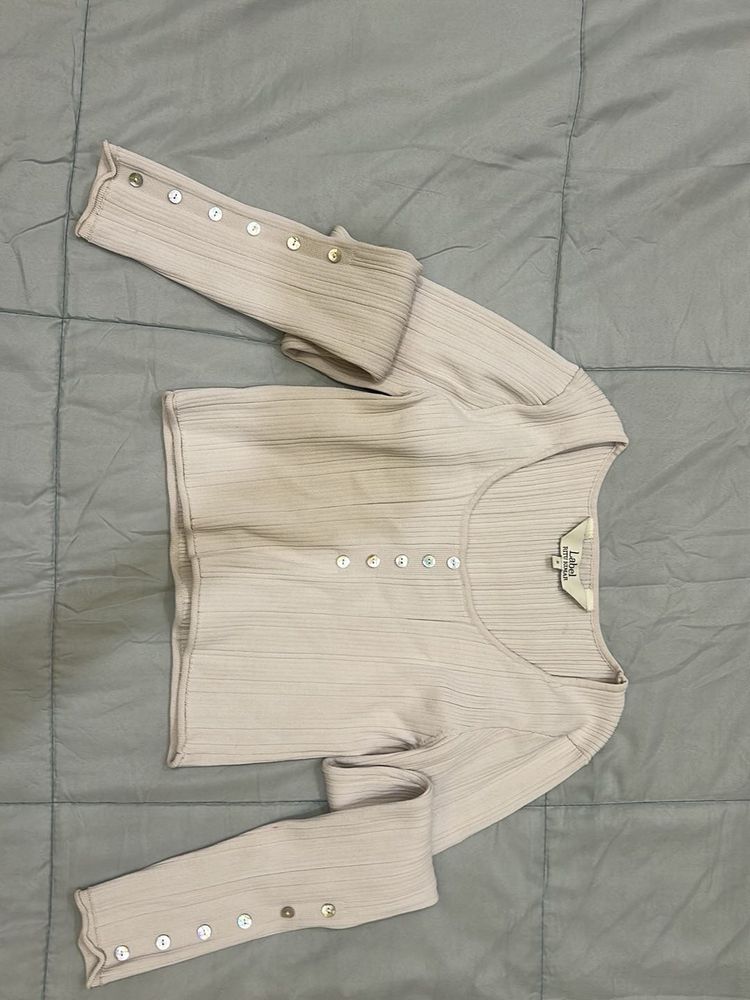 Ribbed Button-Up Crop Top