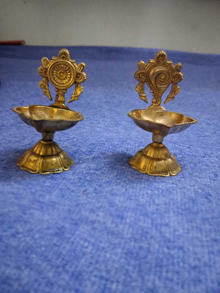 Vintage Brass Diya Pair