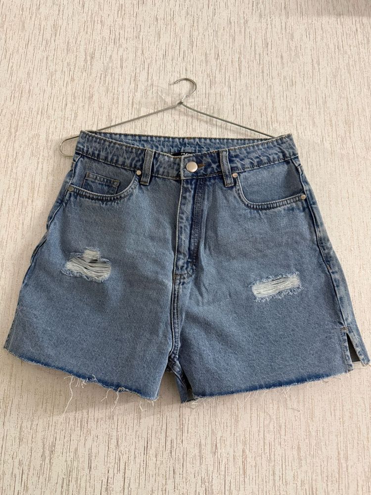 Light Wash Distressed Denim Shorts