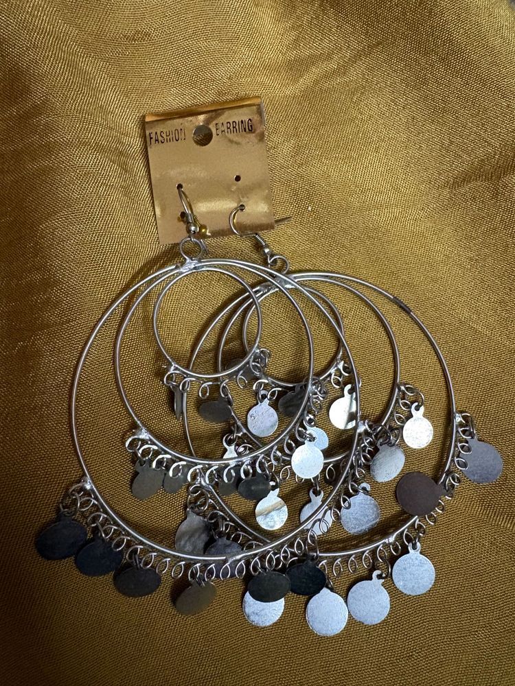 Chunky Hoop Earrings with Coin Charms