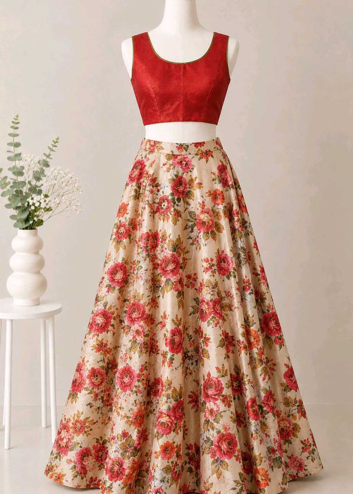 Floral Print Lehenga Choli Set