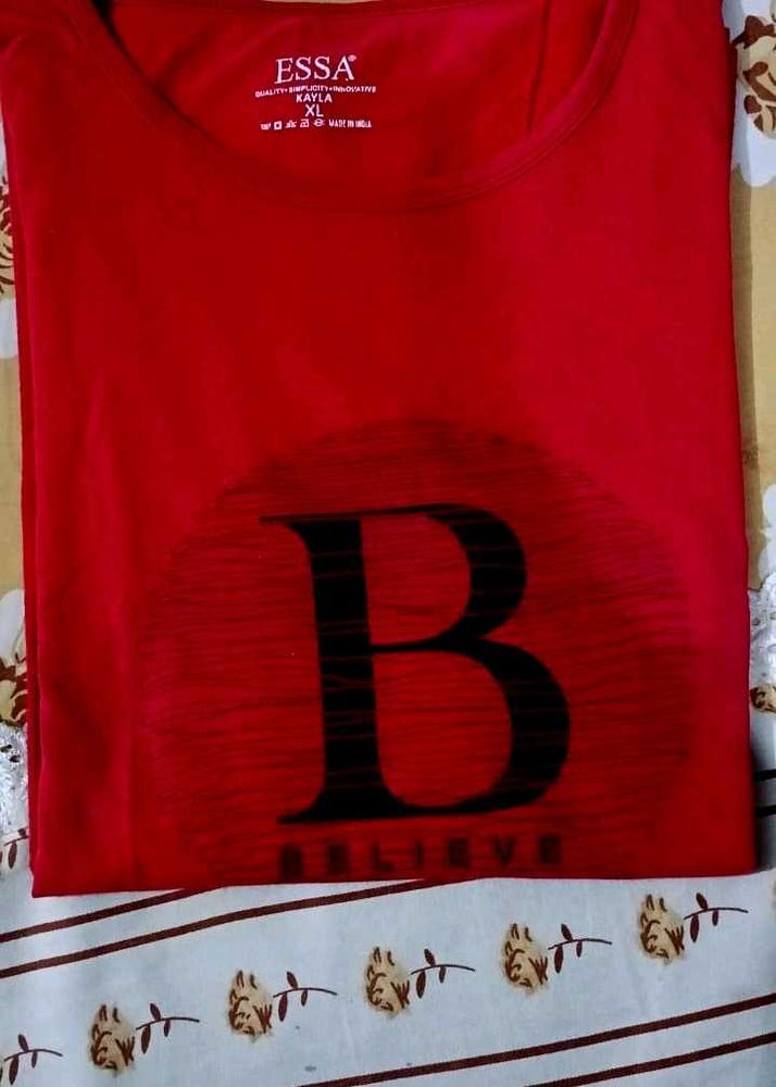 Red "Believe" Graphic T-Shirt