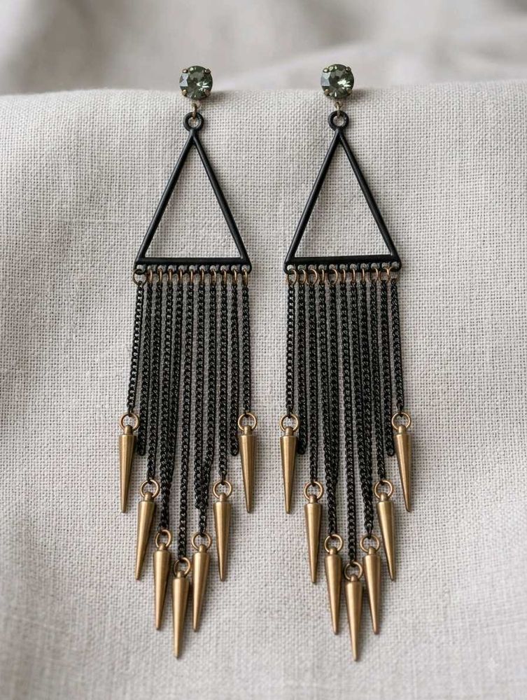 Unique Black Triangle Dangle Earrings