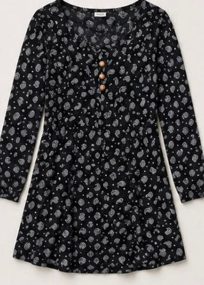 Chic Black Paisley Print Dress
