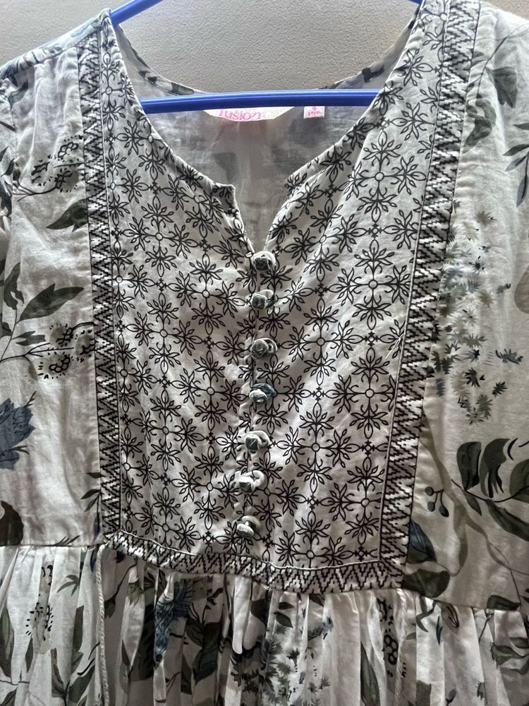 Floral Print Cotton Kurta